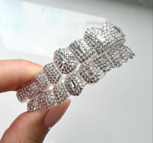 Clear Crystal Grillz Baguette Design Upper and Lower